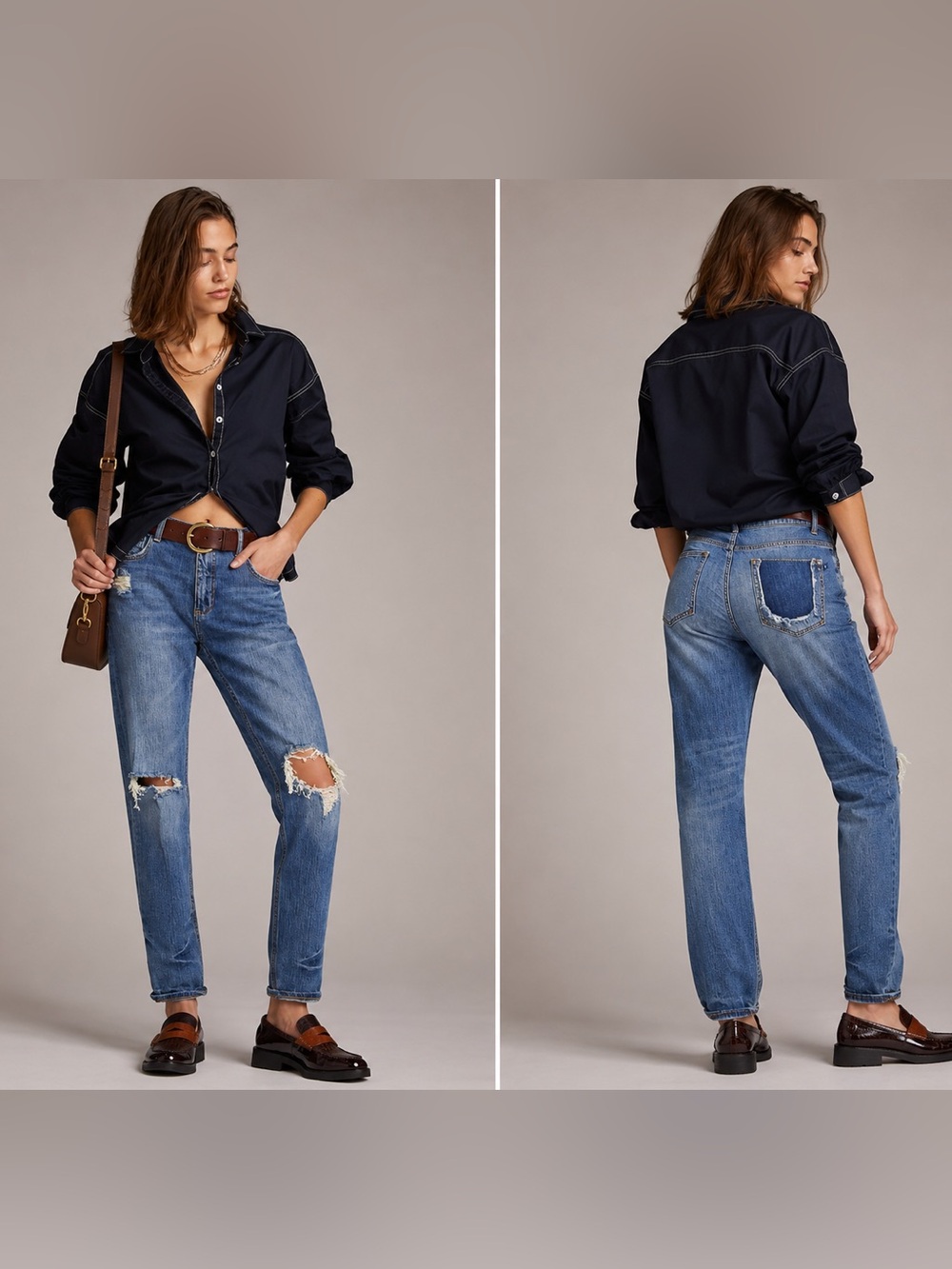 Pilcro Anthropologie Heritage Boyfriend Jeans Size 28 Distressed Cropped Denim